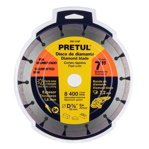 [27033] DISCO RECUBIERTO DE DIAMANTE DE 7" SEGMENTADO 27033 PRETUL