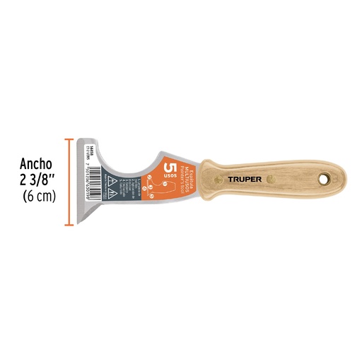[14458] ESPATULA 2 1/2" DE 5 USOS C/MANGO DE MADERA 14458 TRUPER