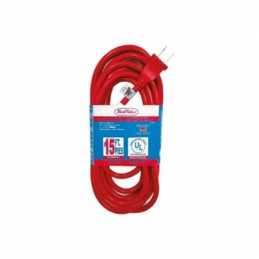 [E33182] EXTENSION INDUSTRIAL 16AWG 15 PIES 2C. ROJA E33182 BEST VALUE