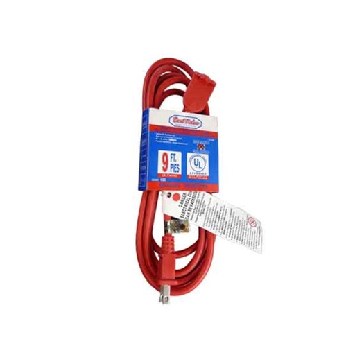 [E33180] EXTENSION INDUSTRIAL 16AWG 9 PIES 2C. ROJA E33180 BEST VALUE
