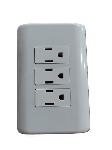 [CM01057] GM1333 PLACA DE 3 TOMA CORRIENTE POLARIZADA PREMIUM BLANCA