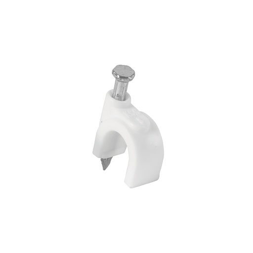 [PT1342] GRAPA CURVA PARA CABLE DE 6 MM, BLANCA C/U
