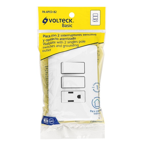 [25081] INTERRUPTOR DOBLE +TOMA SENCILLO 25081 VOLTECK