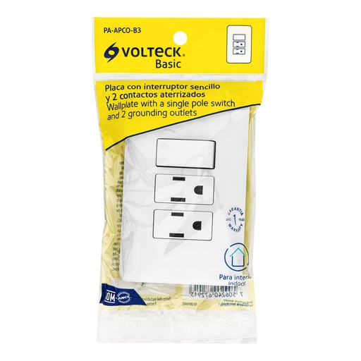 [25079] INTERRUPTOR SENCILLO-CONTACTO DUPLEX CON PLACA 25079 VOLTECK