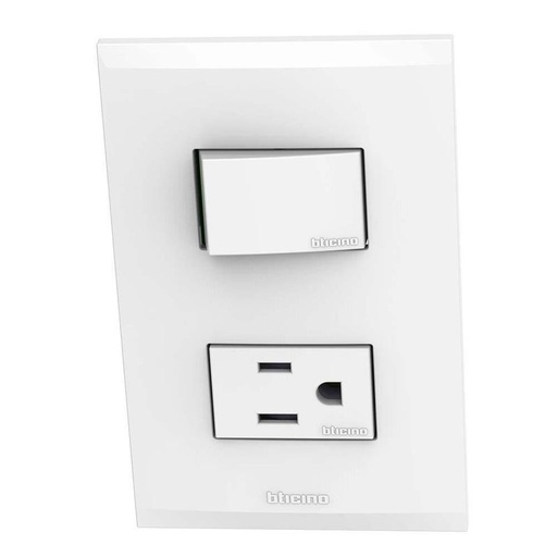 [AE2231EB] INTERRUPTOR Y 1 TOMA BTICINO BLANCO AE2231EB