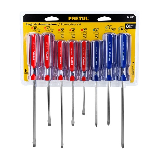 [20213] JUEGO DE 8 DESARMADORES MANGO DE PVC 20213 PRETUL