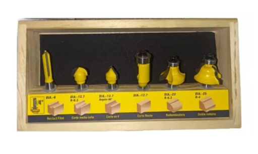[CQT006] JUEGO DE FRESAS 1/4 PARA MADERA 6 PCS CQT006 UYUSTOOLS