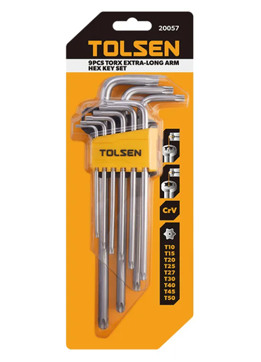 [20057] JUEGO DE LLAVES TORX EXTRA LARGAS DE 9 PZAS 20057 TOLSEN